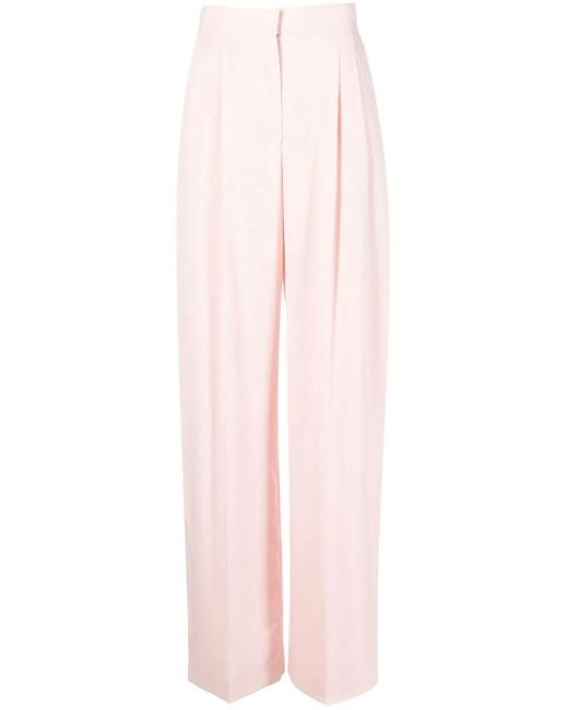 Alexander McQueen Pink Pleat-Detail Tailored Trousers