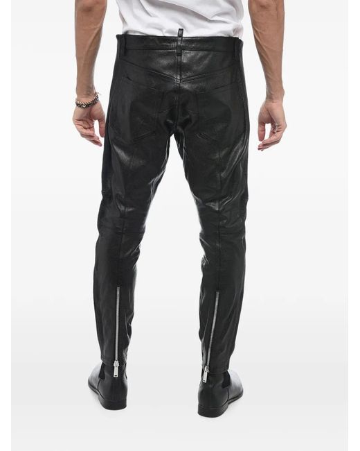 DSquared² Black Quilted-Detail Biker Trousers for men