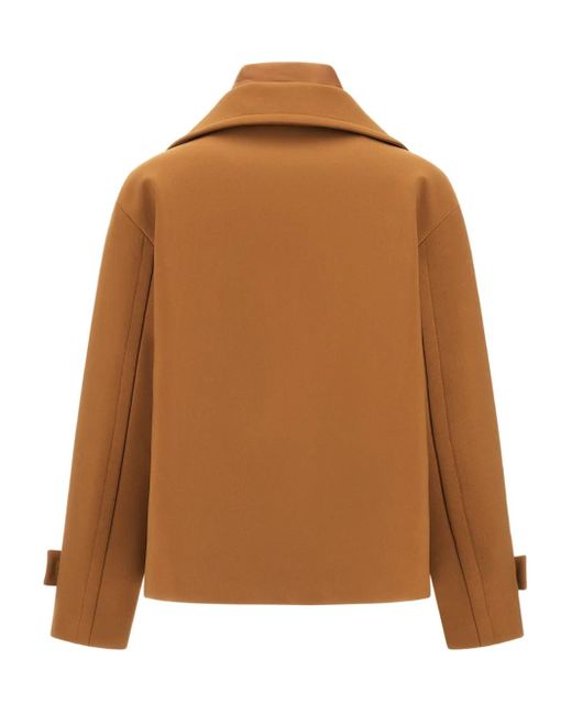 Herno Brown Double-Breasted Cropped Jacket