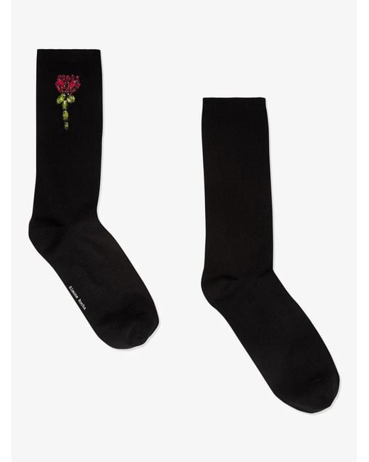 Simone Rocha Black Rose-Embroidered Socks