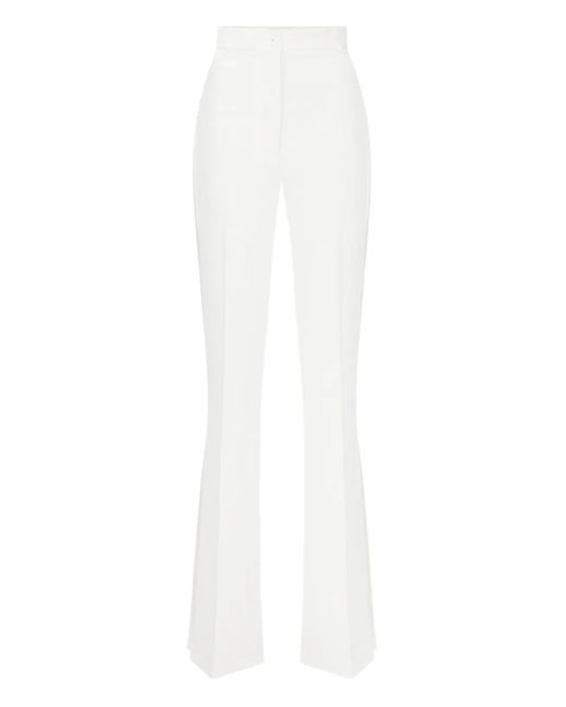 Elisabetta Franchi White Crepe Flared Trousers