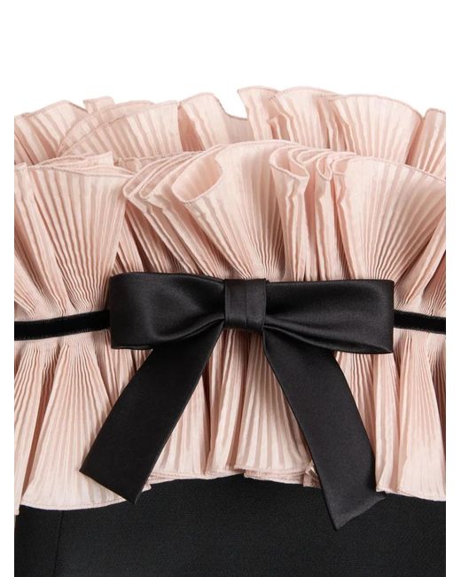 Valentino Garavani Black Crepe Couture Pleated Bow Mini Dress
