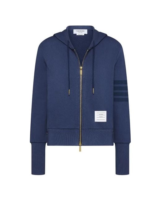 Thom Browne Blue Loopback 4-Bar Shrunken Hoodie