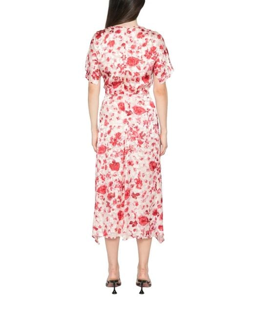 Isabel Marant White Herva Floral-Print Ruched Asymmetric Midi Dress