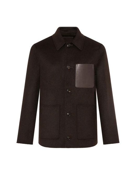 Yves Salomon Black Calf Leather-Patch Jacket for men
