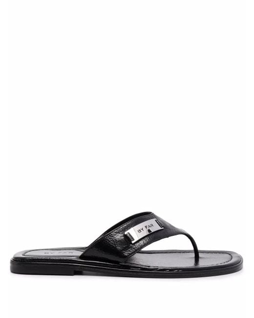 By Far Black Piel Thong Flip Flops