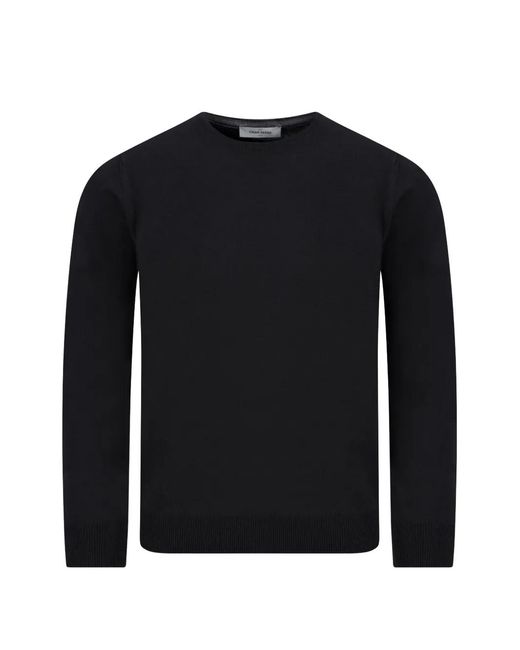 Gran Sasso Black Crew-Neck Wool Sweater for men
