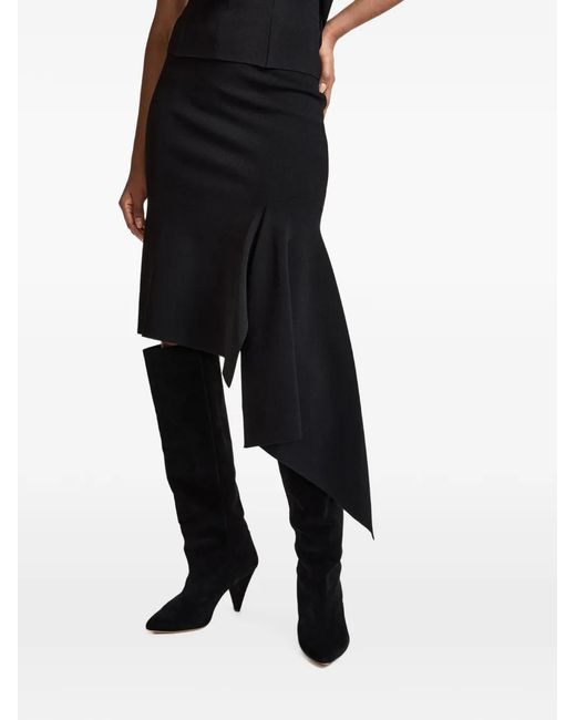 Essentiel Antwerp Black Draped-Panel Asymmetrical Skirt