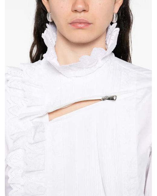 Coperni White Ruffled Pleated Shirt
