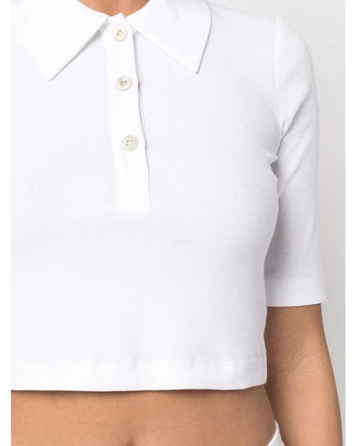 Rosetta Getty Cropped Poloshirt in het White