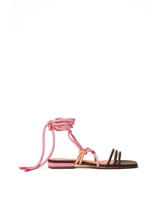 Twinset Pink X Myfo Colour Block Flat Sandals
