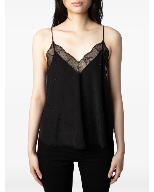 Zadig & Voltaire Christy Zijden Top in het Black