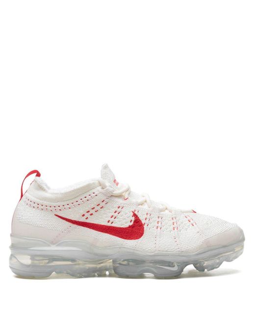 Nike White Air VaporMax 2023 Flyknit Sail/Track Red Sneakers