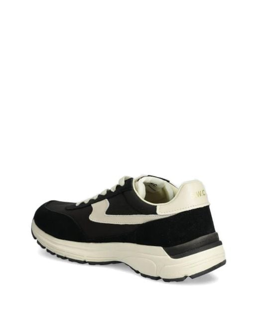 Stepney Workers Club Black Suede-Panel Lace-Up Sneakers for men