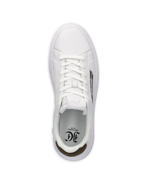 Just Cavalli White Logo-Print Sneakers for men
