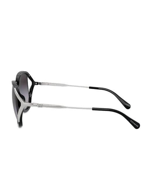 COACH Black Gradient-Lens Round-Frame Sunglasses
