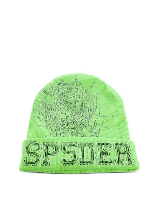 Berretto Con Strass di Sp5der in Green da Uomo