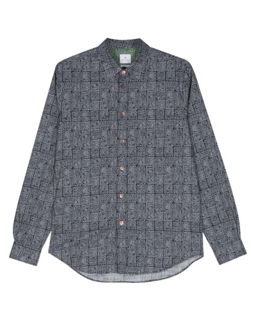 PS by Paul Smith Gray Graphic Print Cotton Shirt for men