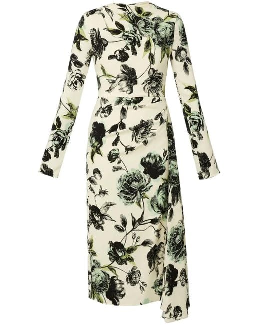 Erdem Midi-Jurk Met Gedrapeerde Hals in het White
