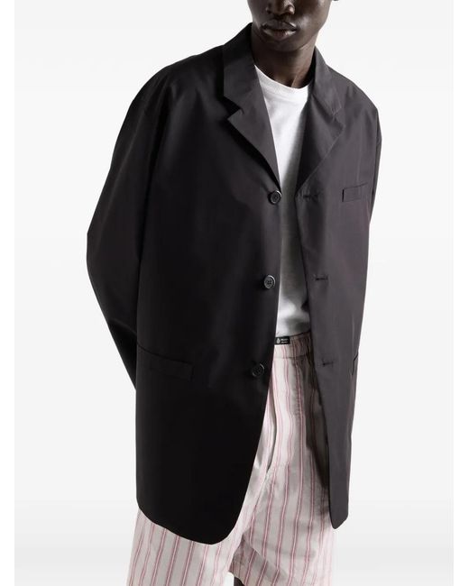 Prada Black Single-Breasted Technical Cotton Jacket for men