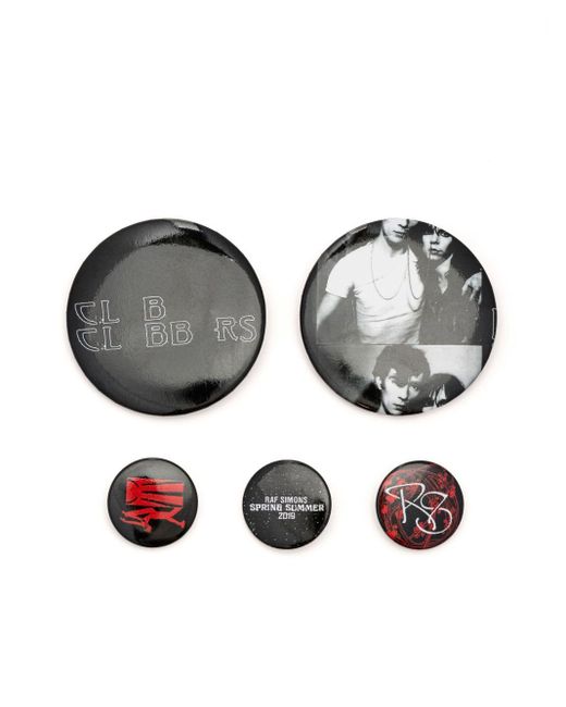 Raf Simons Black Logo-print Pins (pack Of Five) for men