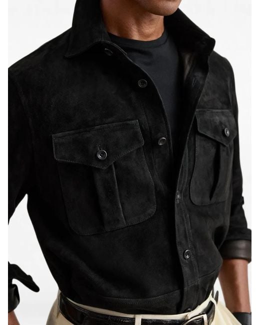 Ralph Lauren Black Suede Cargo Jacket for men