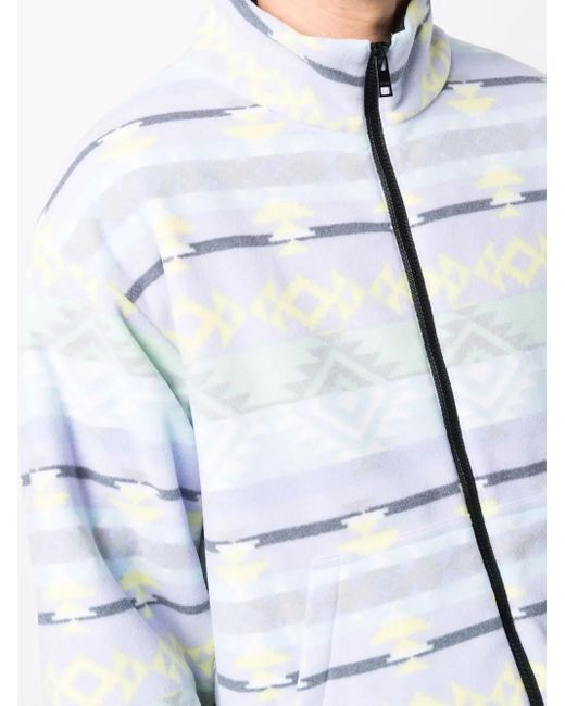MSGM Blue Zip-Up Funnel Neck Jacket for men