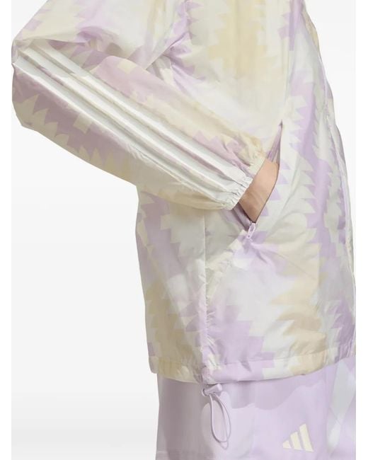 Adidas White X House Of Tiro X Common Goal Geometric-Print Windbreaker