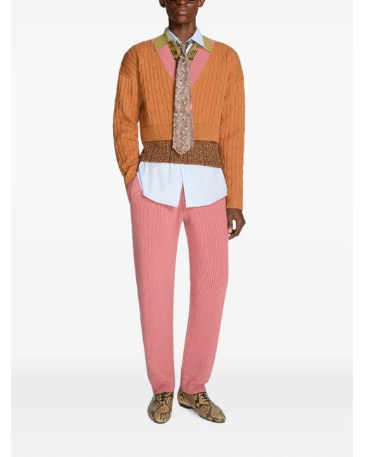 Dries Van Noten Orange Layered Wool Sweater for men