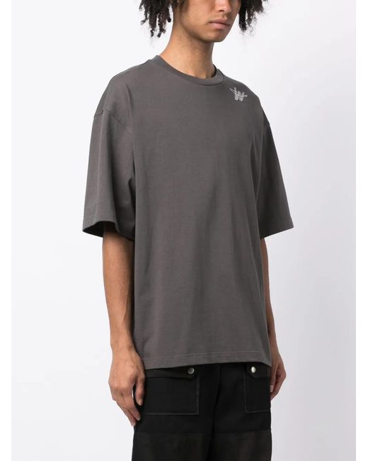 we11done Gray Drop-Shoulder Cotton T-Shirt