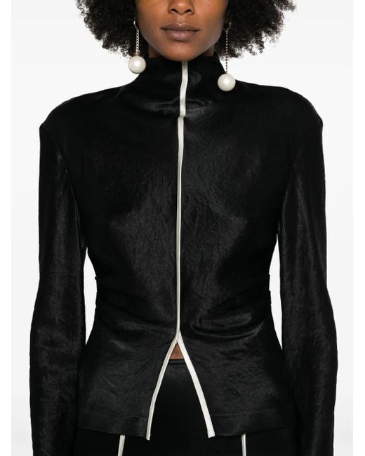 Nanushka Black High-Neck Draped Top