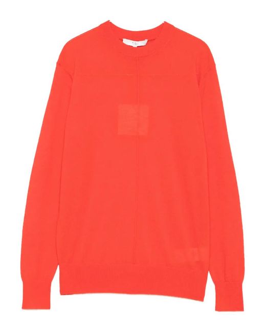 Tibi Red Crew-Neck Panelled Sweater