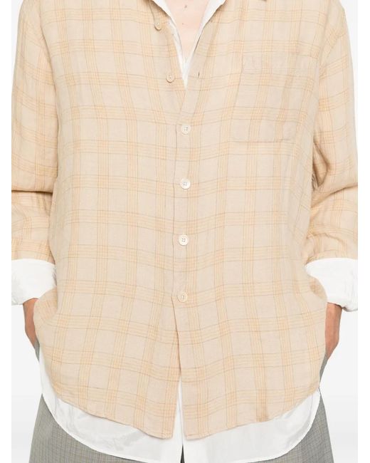 Our Legacy Natural Checked Linen Shirt for men