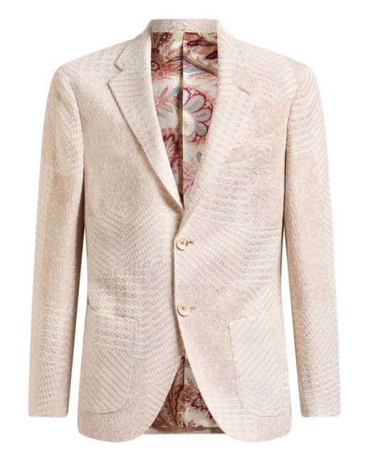 Etro Natural Herringbone-Pattern Blazer for men