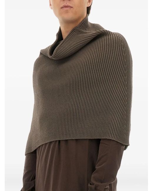 Rick Owens Brown Ribbed Scarf for men
