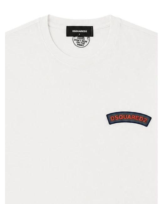 DSquared² White Logo-Patch T-Shirt for men