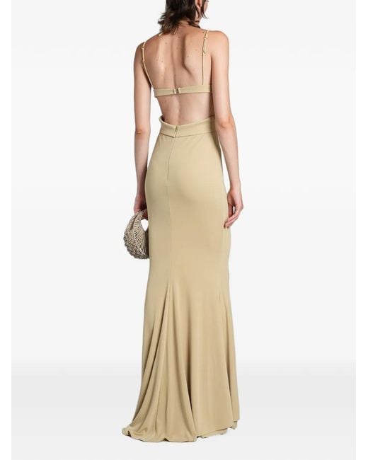 HIBOURAMA Natural Venere Crystal-Embellished Maxi Dress