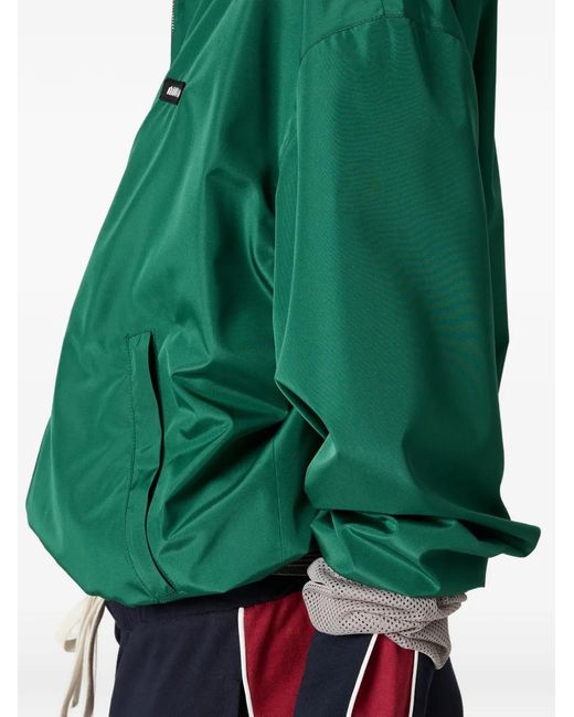 Miu Miu Green Ribbed-Knit Zip Bomber Jacket