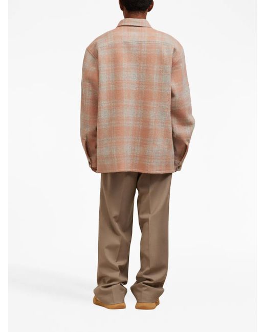 AMI Natural Maxi Checked Overshirt