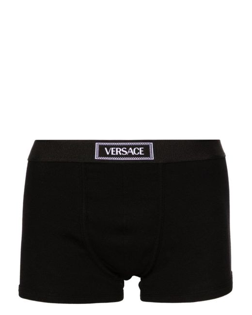 Versace Black Logo-waistband Boxer Briefs for men