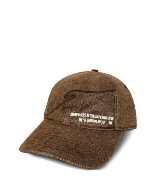 Aape By A Bathing Ape Brown Embroidered Logo-Patch Cap for men