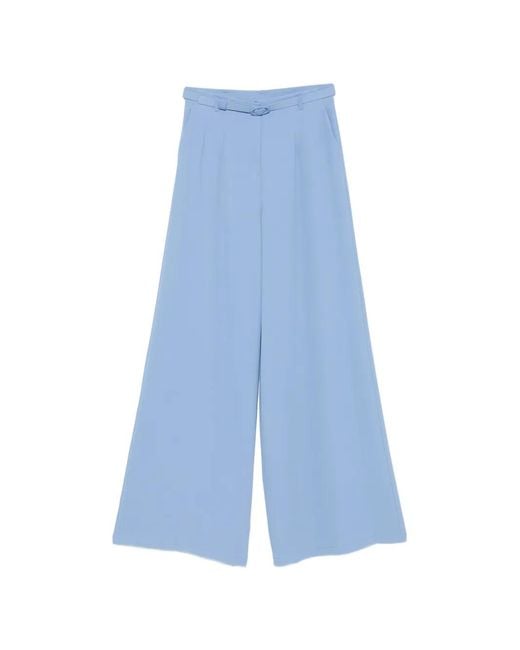 Imperial Blue Pantalon Plissé À Taille Ceinturée