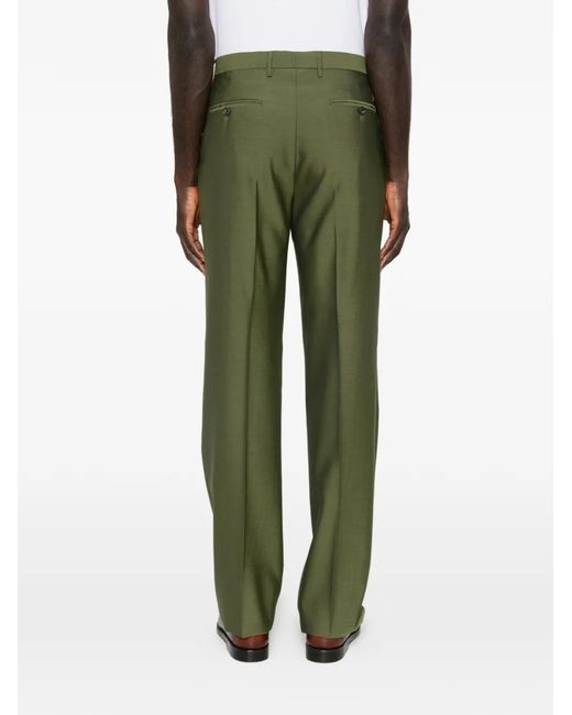 Etro Green Pleated Button Trousers for men