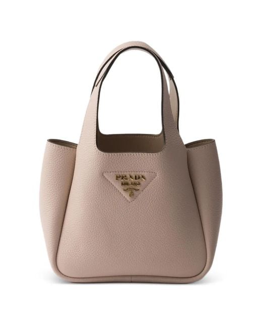 Prada Natural Mini Leather Tote Bag