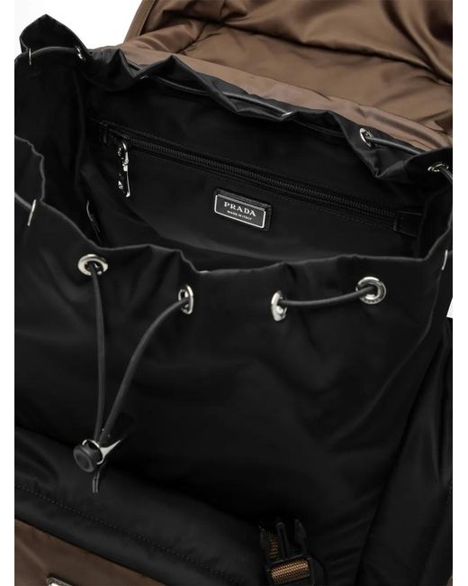 Prada Black Re-Nylon Logo-Plaque Backpack for men