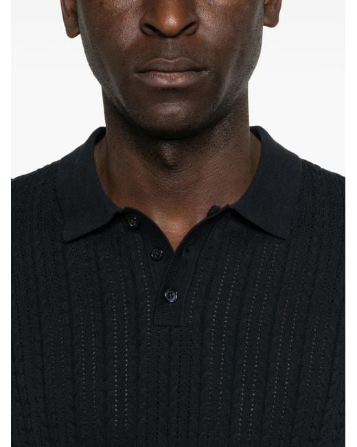 Drykorn Black Polo Triton En Maille Torsadée for men