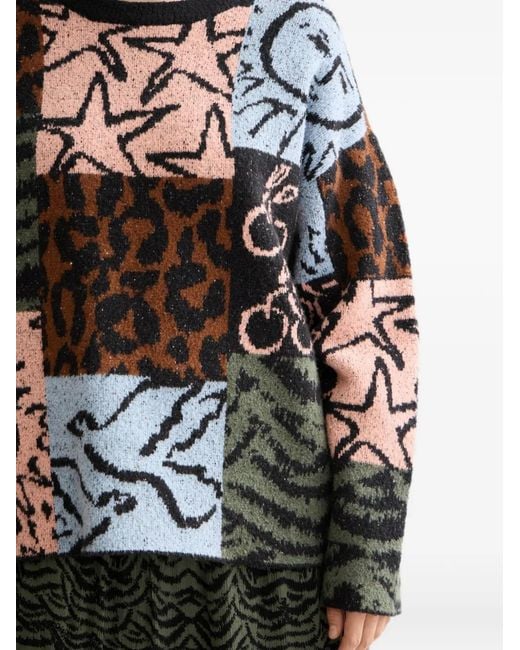 Scotch & Soda Black Patchwork Intarsia-Knit Sweater