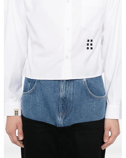 ROMEO HUNTE White Six-Blocks Cropped Shirt