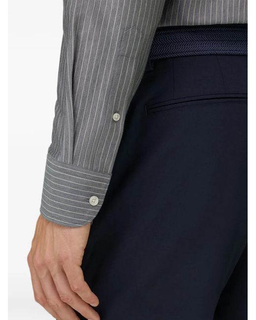 Boggi Gray Polo Shirt Striped Japanese Jersey Regular Fit for men