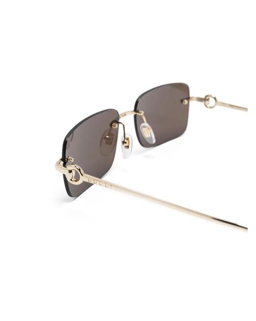 Gucci Gray Rectangle-Frame Sunglasses
